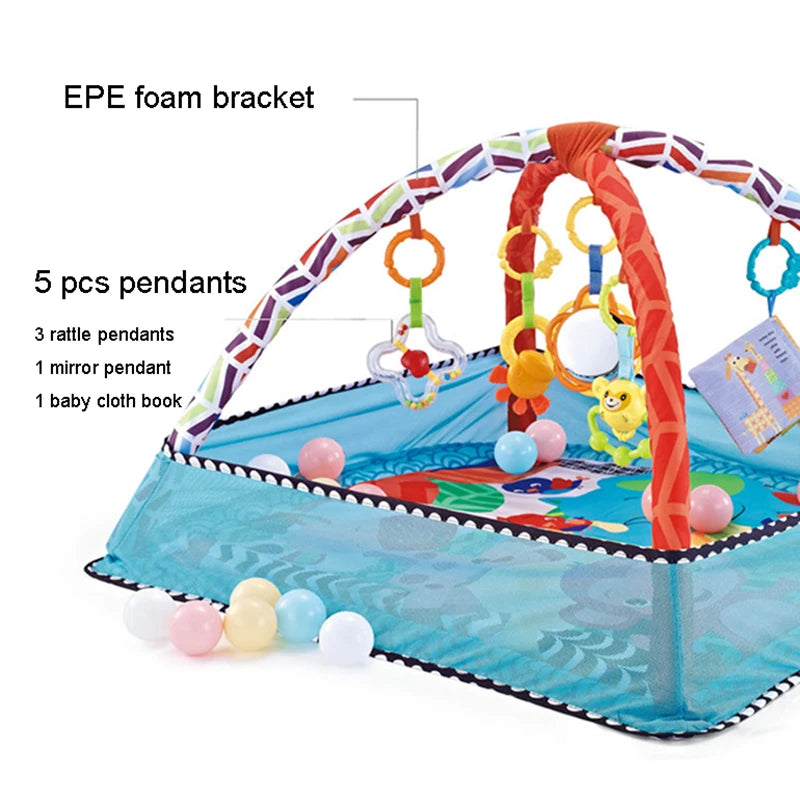 Multifunctional Fitness Frame Round Play Crawling Mat 0-12 Months Baby Puzzle Game Blanket Fun Sounding Pendant Gift For Kid