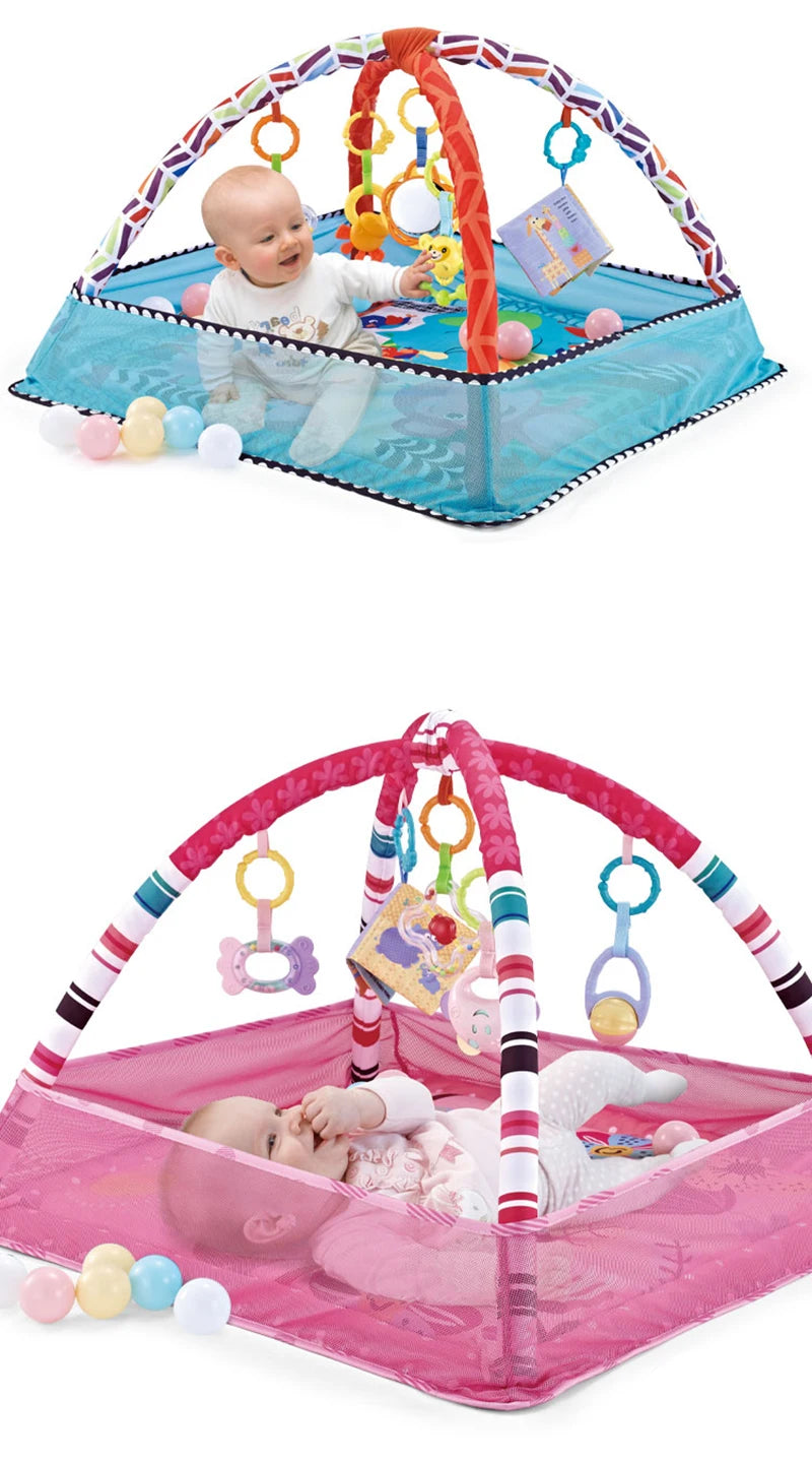 Multifunctional Fitness Frame Round Play Crawling Mat 0-12 Months Baby Puzzle Game Blanket Fun Sounding Pendant Gift For Kid