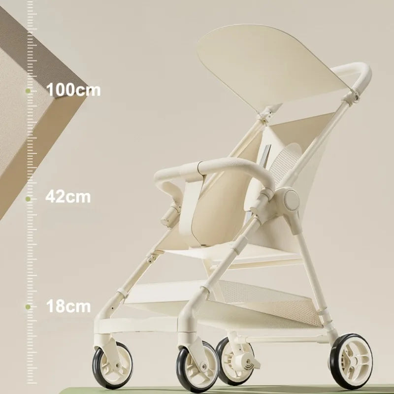 Foldable Baby Stroller Lightweight Baby Strolling Cart with Removable Dining Tray Sunshade Travel Infant Stroller for Kids