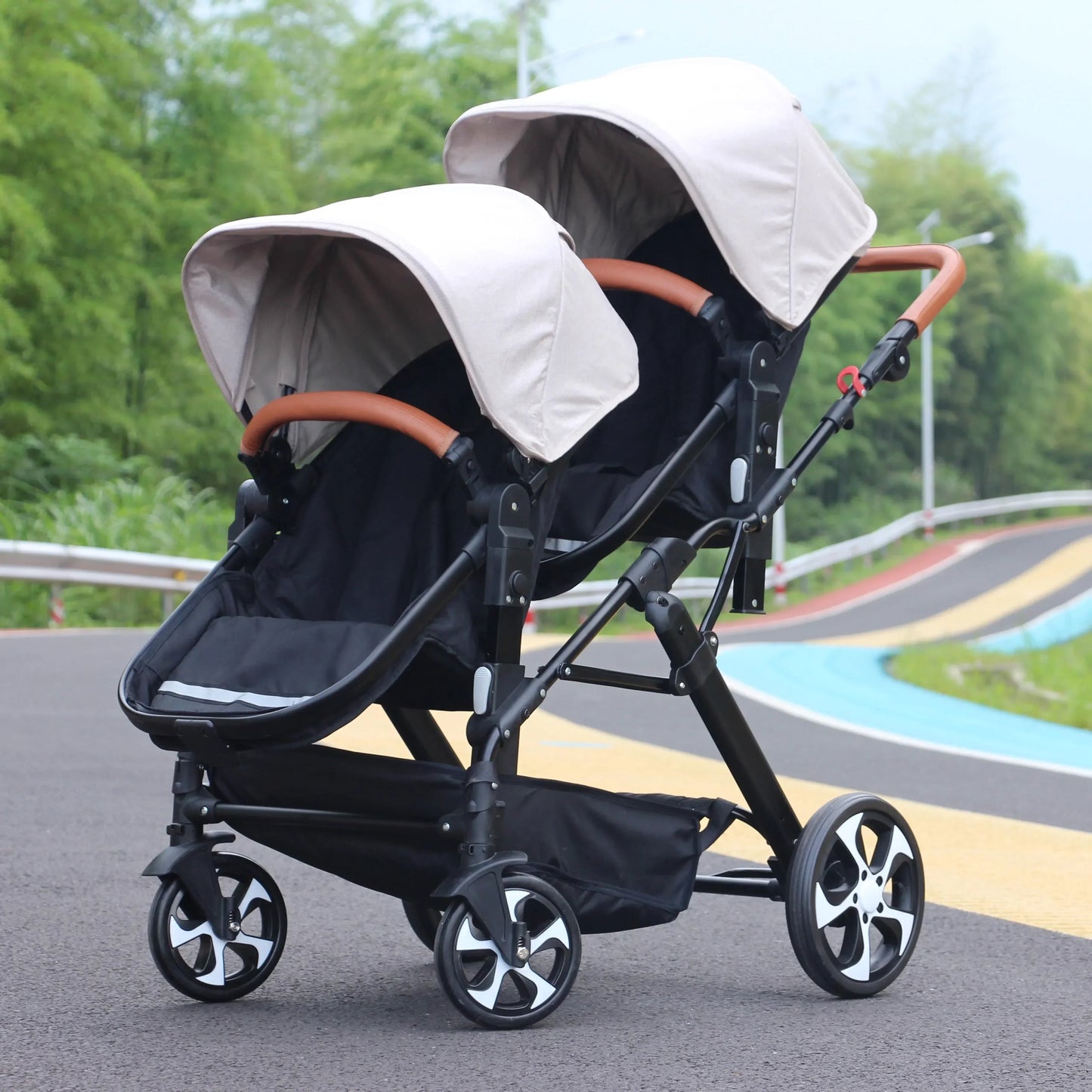 Foldable Twins Baby Stroller Twin Can Sit and Lie Double Stroller Shock Absorber Second high view Child Stroller