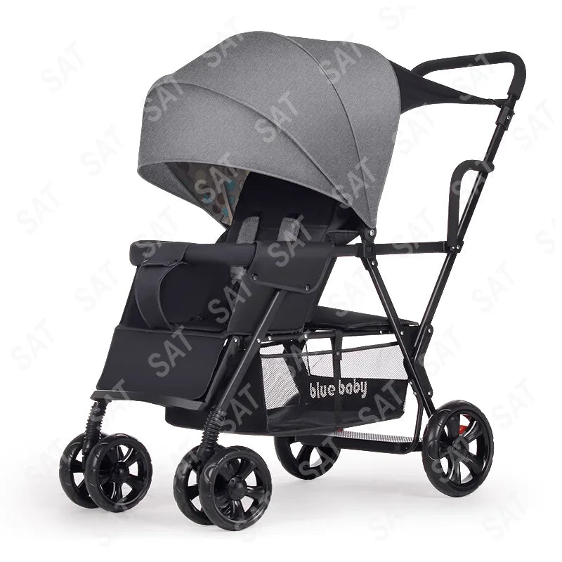 Special Design for Two Babies Family Trolley Double Seat Various Mode Baby Carriage Convenient Light Weight Baby Stroller