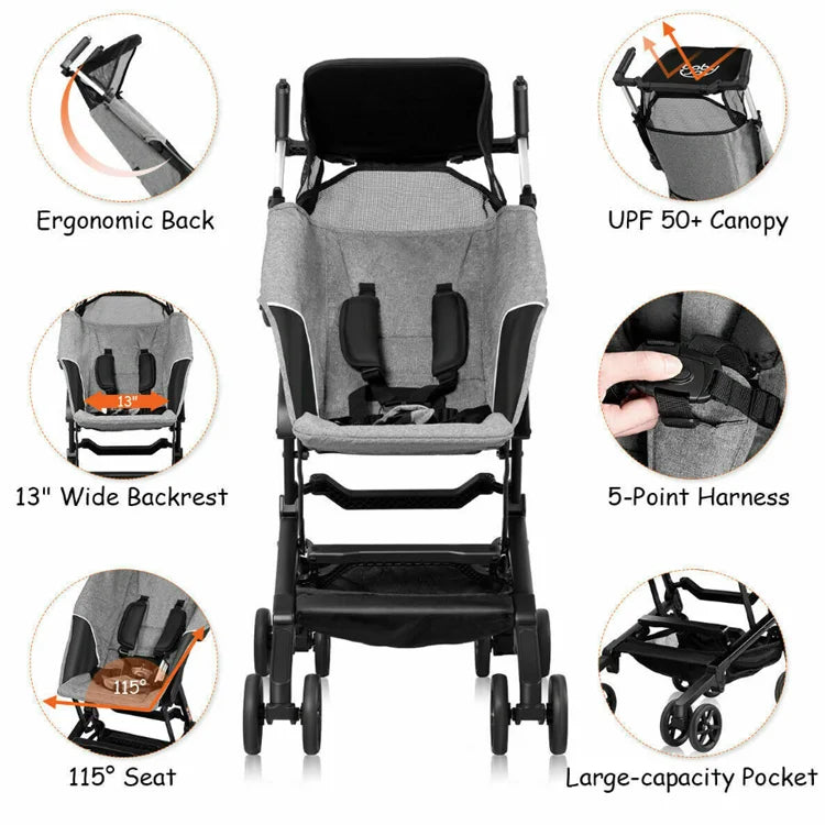 Portable Pocket Compact Lightweight Stroller Easy Handling Folding Travel carrier Travel Pram