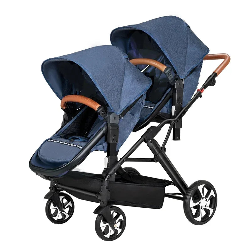 Foldable Twins Baby Stroller Twin Can Sit and Lie Double Stroller Shock Absorber Second high view Child Stroller