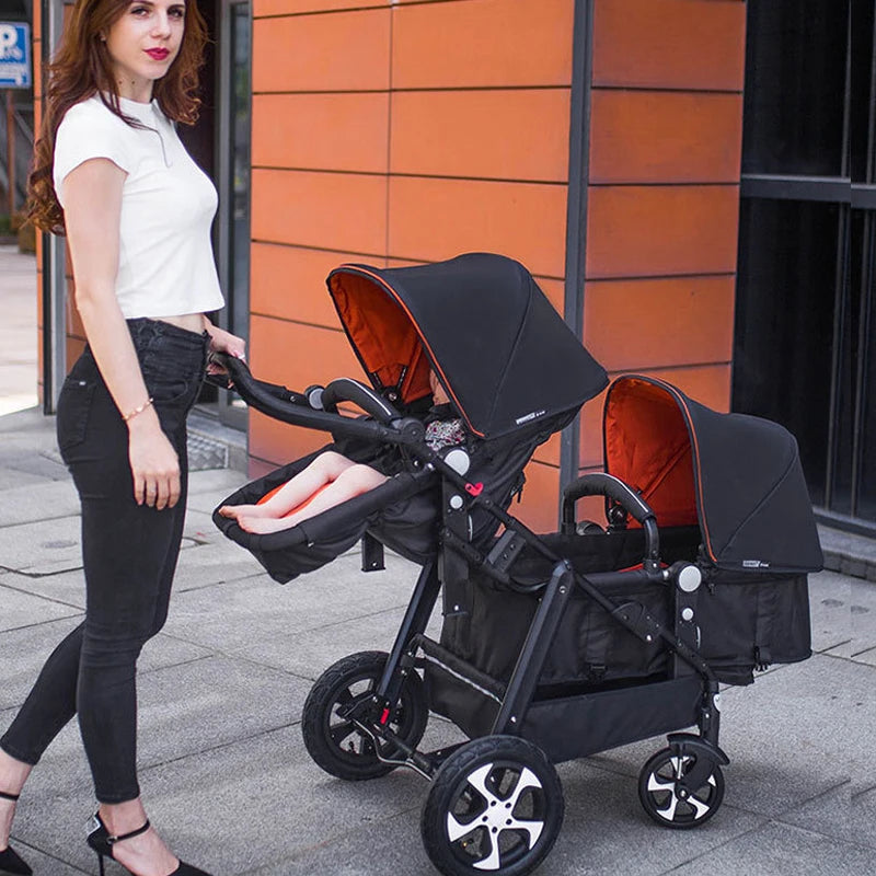 New Twins baby stroller 2 in 1, travel baby carriage, Newborn Pram, Portable Kids Stroller