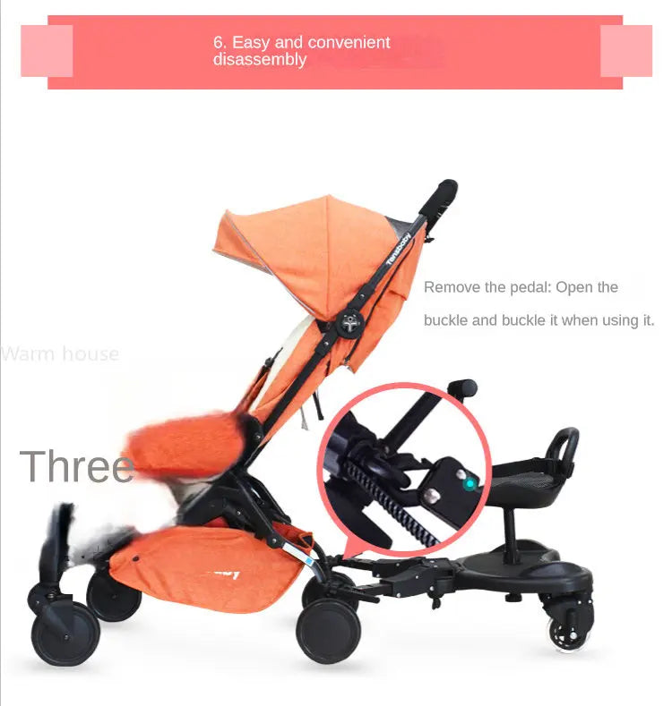 Universal Stroller Pedal Adapter Twins Scooter Hitchhiker Kids Standing Plate with Seat Second Child baby stroller accessories