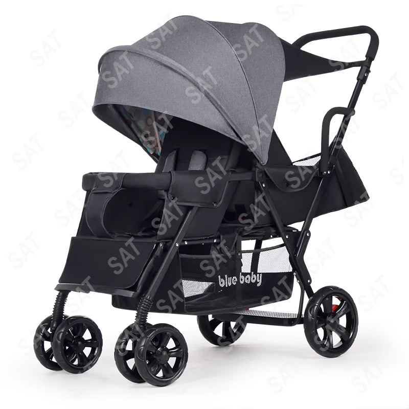 Special Design for Two Babies Family Trolley Double Seat Various Mode Baby Carriage Convenient Light Weight Baby Stroller