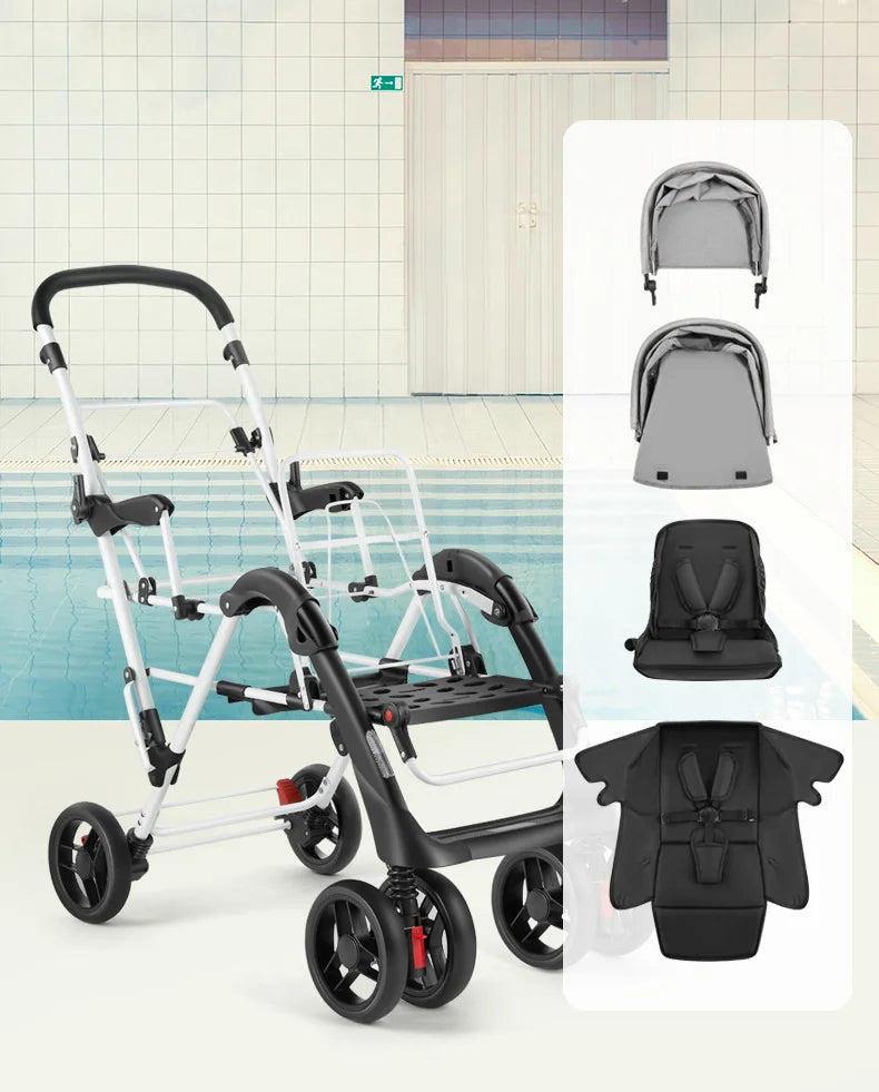 Luxury Double Stroller Folding Portable Twin Baby Stroller Lying and Seating Shock Absorption Newborn Double Seat Strollers