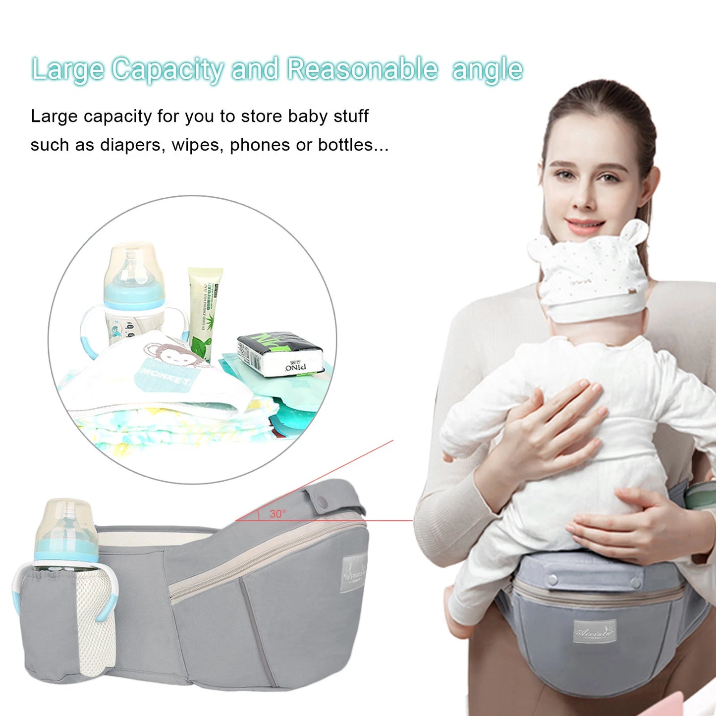 Cotton Baby Carrier Ergonomic Infant Waist Stool Newborn To Toddler