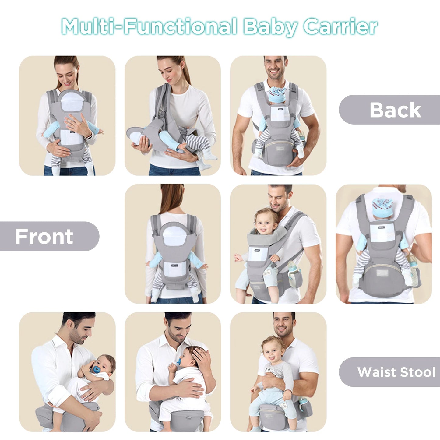 Cotton Baby Carrier Ergonomic Infant Waist Stool Newborn To Toddler