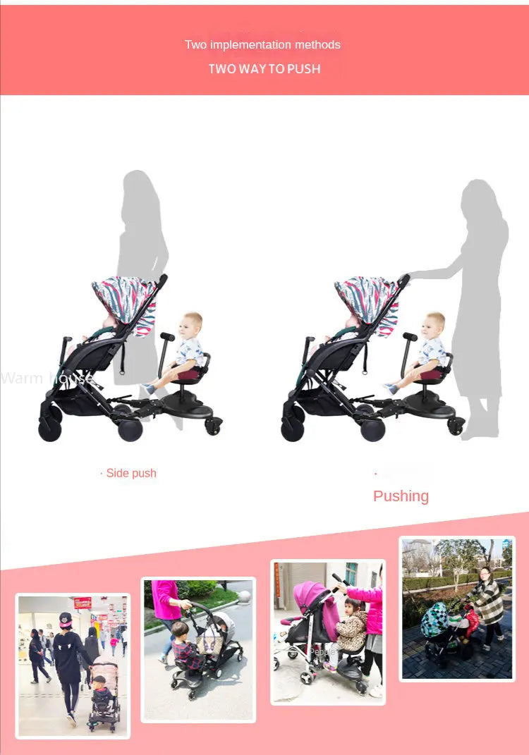 Universal Stroller Pedal Adapter Twins Scooter Hitchhiker Kids Standing Plate with Seat Second Child baby stroller accessories