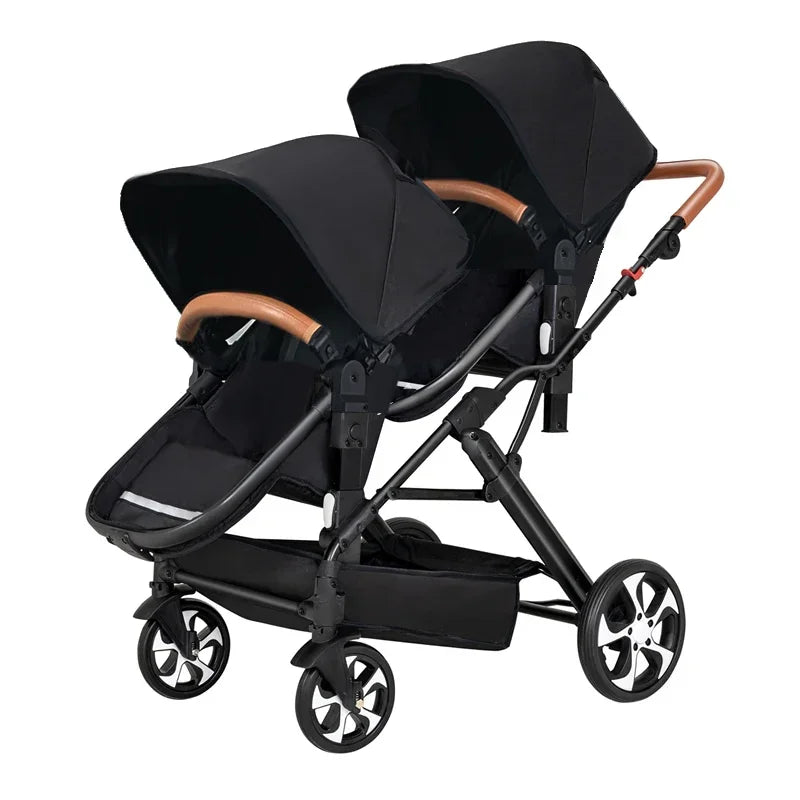 Foldable Twins Baby Stroller Twin Can Sit and Lie Double Stroller Shock Absorber Second high view Child Stroller