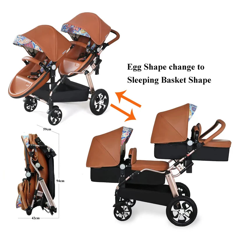 Top Quality Portable luxury twins Baby jogger Stroller foldable combo 2 in 1 for infant