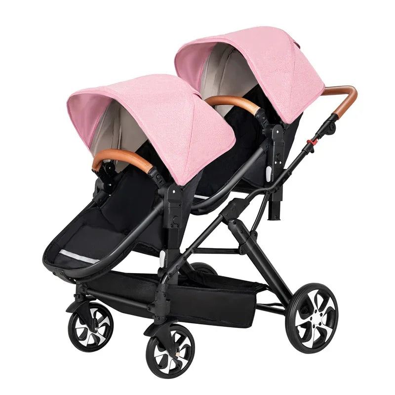 Foldable Twins Baby Stroller Twin Can Sit and Lie Double Stroller Shock Absorber Second high view Child Stroller